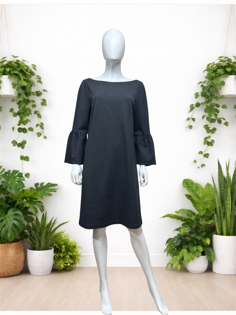 Layfayette 148 Marissa Bell Sleeve Shift Dress in Smoke NWT [1339]